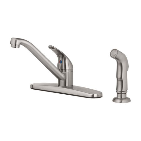 BAKEBETTER Essentials One Handle Brushed Nickel Kitchen Faucet with Deck Mount Spray BA2513299